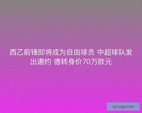 西乙前锋即将成为自由球员 中超球队发出邀约 德转身价70万欧元