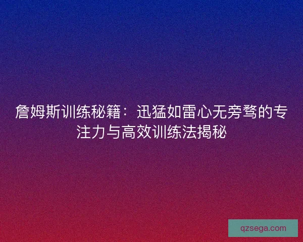 詹姆斯训练秘籍：迅猛如雷心无旁骛的专注力与高效训练法揭秘
